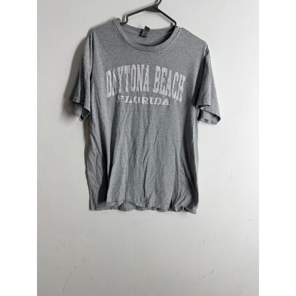 Daytona Beach Florida T-Shirt Gray Heavy Cotton Souvenir Mens Large